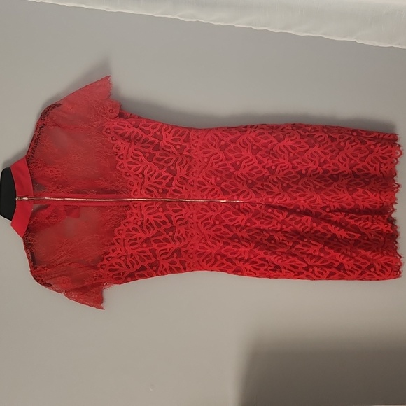 ⭕️ PRICE FIRM Sandro Paris Red Lace Rosen Dress, Sandro 3, US 8 - Picture 6 of 6